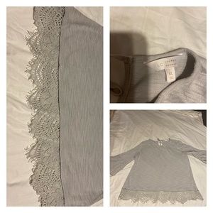 Grey lace trim blouse. Lauren Conrad XL. Smoke free home